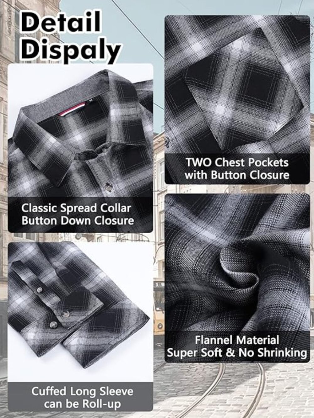 Deer Lady Plaid Flannel Oversized Long Sleeve Shirt (M) - Like New - Picture 4 of 7